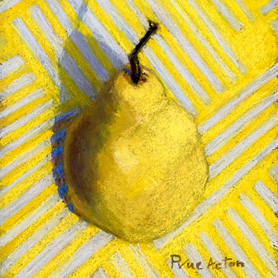 Pear #1 Yellow Pear on Yellow. Image 200x230mm Framed 392x437mm. $1280.00