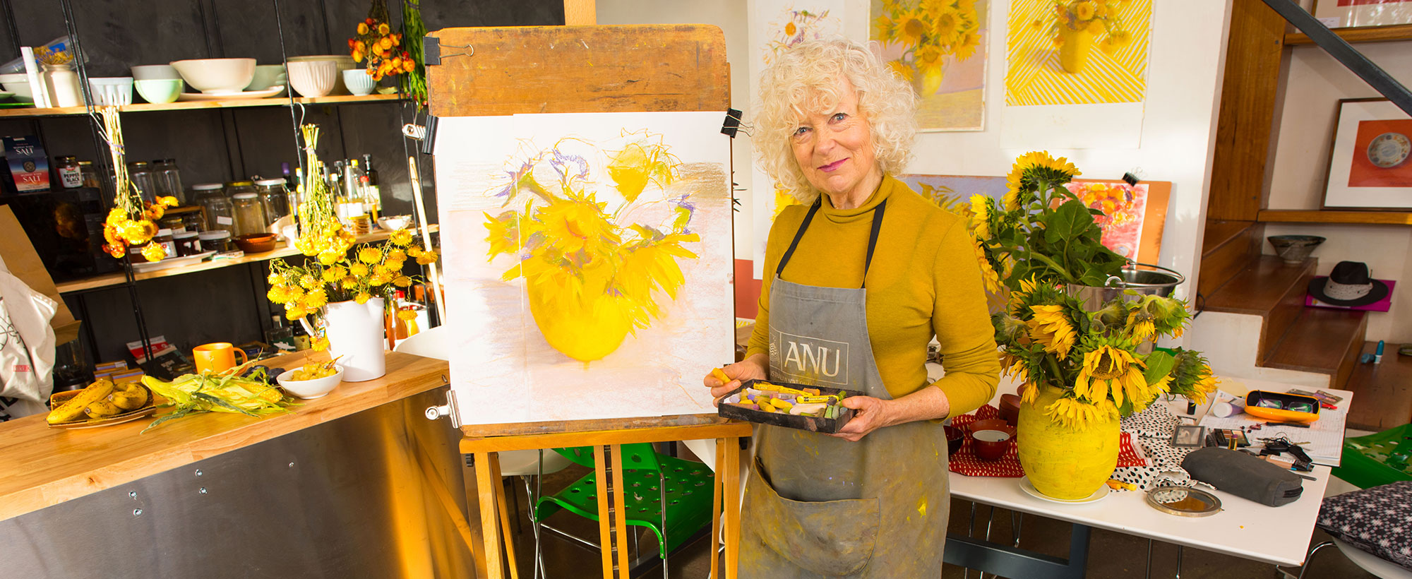 Prue Acton in studio mode for upcoming YELLOW WORKS exhibition