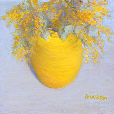 Wattle #2 Yellow, Large Vase. Image 250x250mm. $135.00