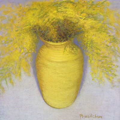 Wattle #4 Yellow, Vase. Image 420x430mm Framed 650x680mm. $3820.00